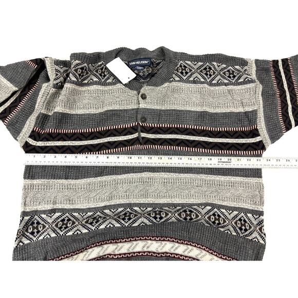 Vintage Van Heusen Sweater Mens Large Long Sleeve 1990s NEW Gray Y2K - Picture 10 of 12
